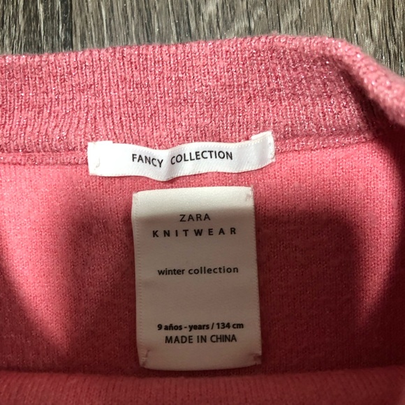 Zara Kids Girls Pink Sparkle Knit Sweater - Size 9 - Picture 3 of 4